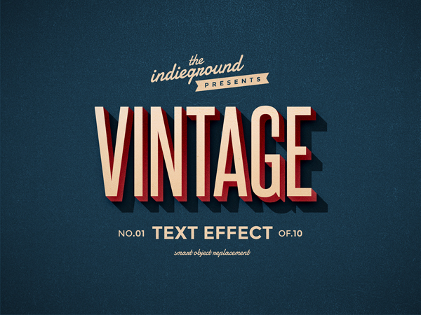 3D text effect addon photoshop psd Retro vintage type Classic styles Hipster