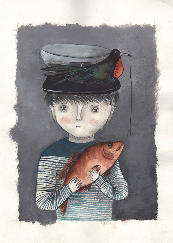 ilustracion arte acuarela watercolor kid sea mar
