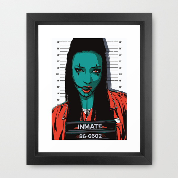 inmate prison Jail jumpsuit mugshot vector adobe female Character portrait colors slime blood evil villian