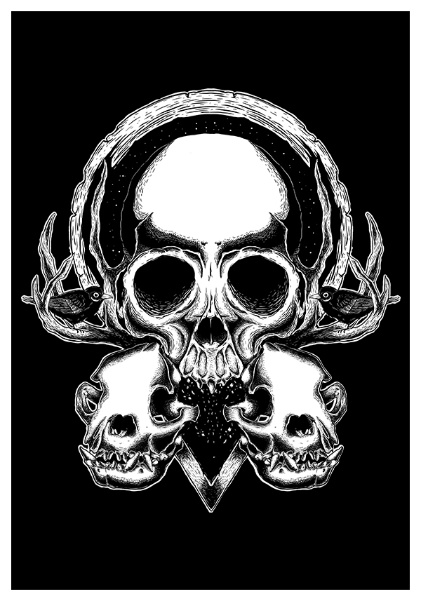 skull Digital Drawing biker comayeah