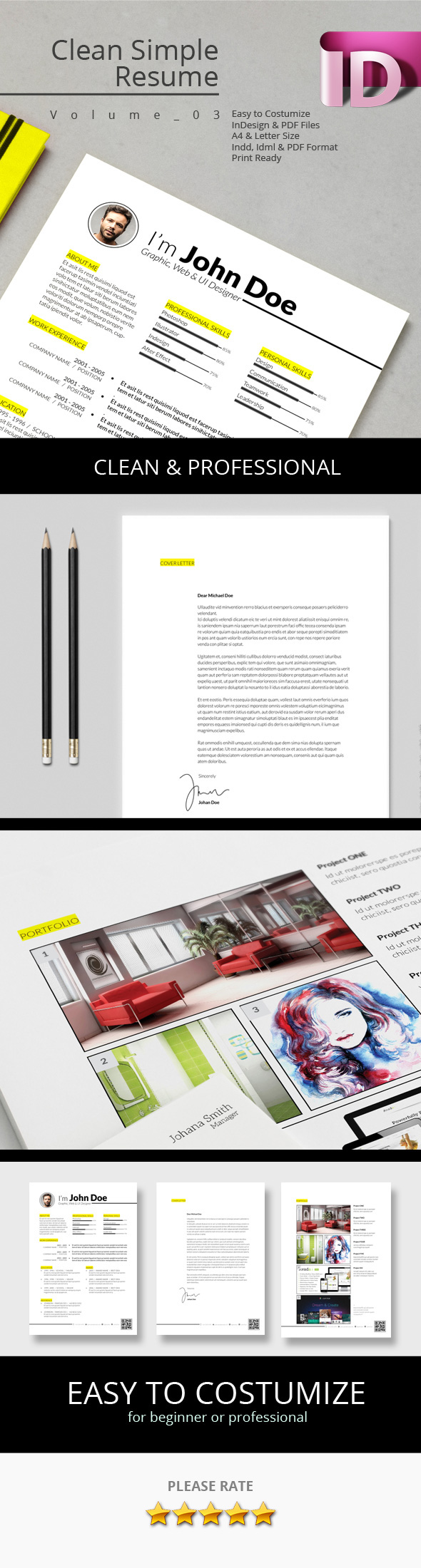 a4 bleed clean CMYK Curriculum Vitae customize-able designer easy elegant job application letter modern modify print print ready