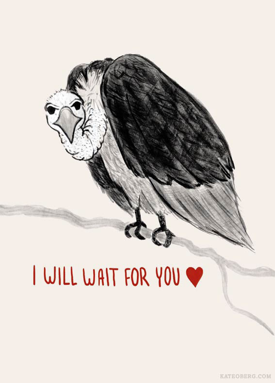 vulture bird Valentine's Day Love creepy weird Neutral brown red card