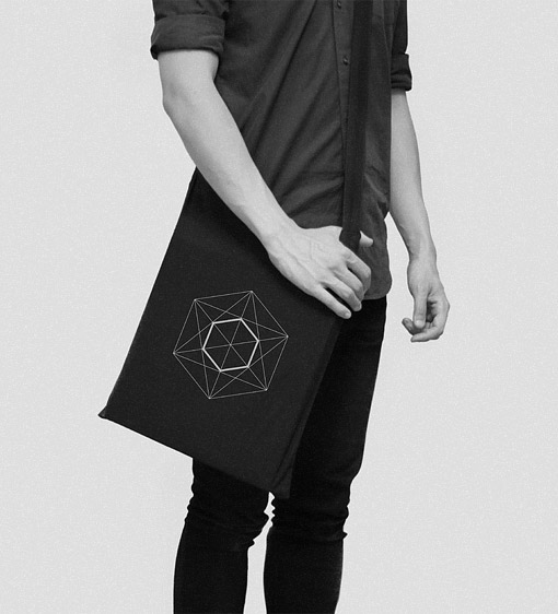 Tote bag totebag carrier geometry geometric black White black and white