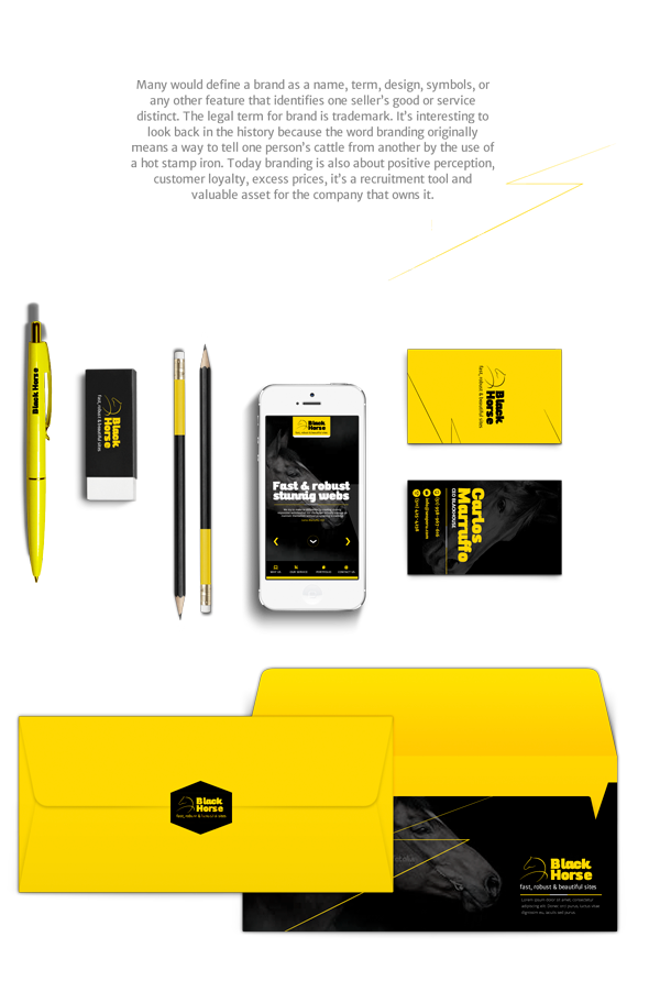 brandign mobile Duotone typo yellow color stationary identity dark design Web UI ux