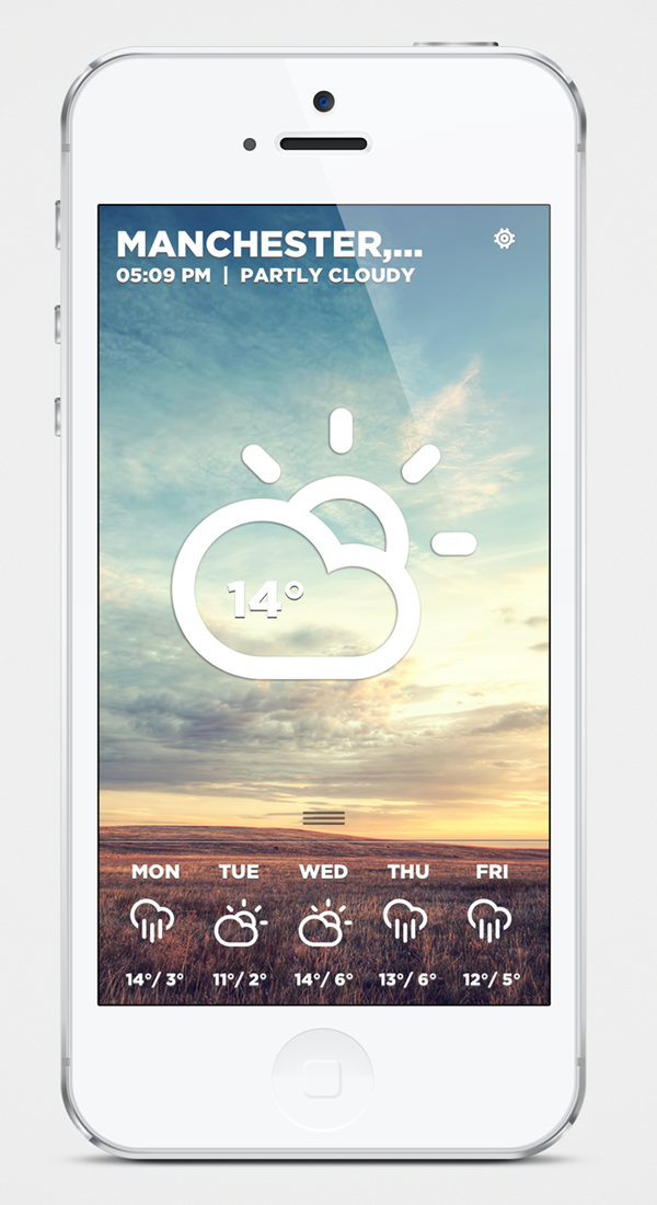 weather  app  Application  user interface  simple  clean  elegant