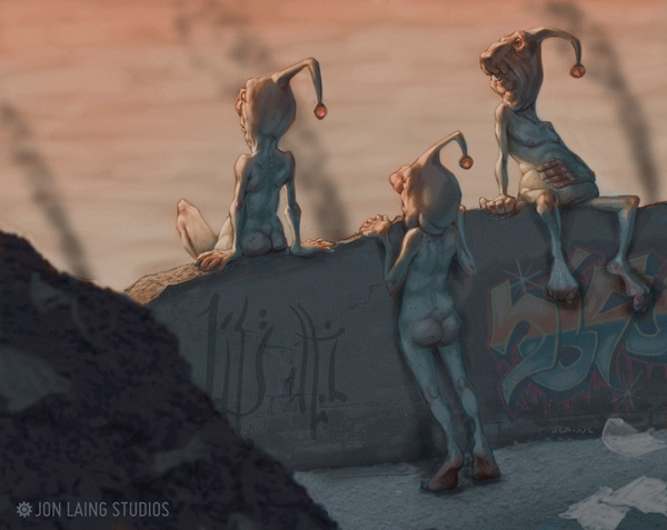 animated illustration gnomes goblins Dystopia postapocalypse apocalypse Urban creature