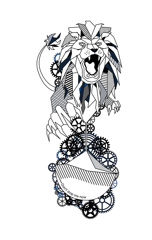 ILLUSTRATION  tattoo lion time watch roar