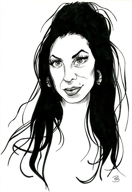 pen and ink  Illustration celebrities caricature   portrait