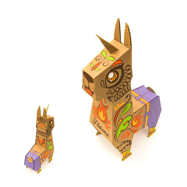Llamicornios paper toys art toys carton cardboard eco fest mac Llamas Lamas unicorns eco recycle Pixel art kioshi shimabuku custom toys