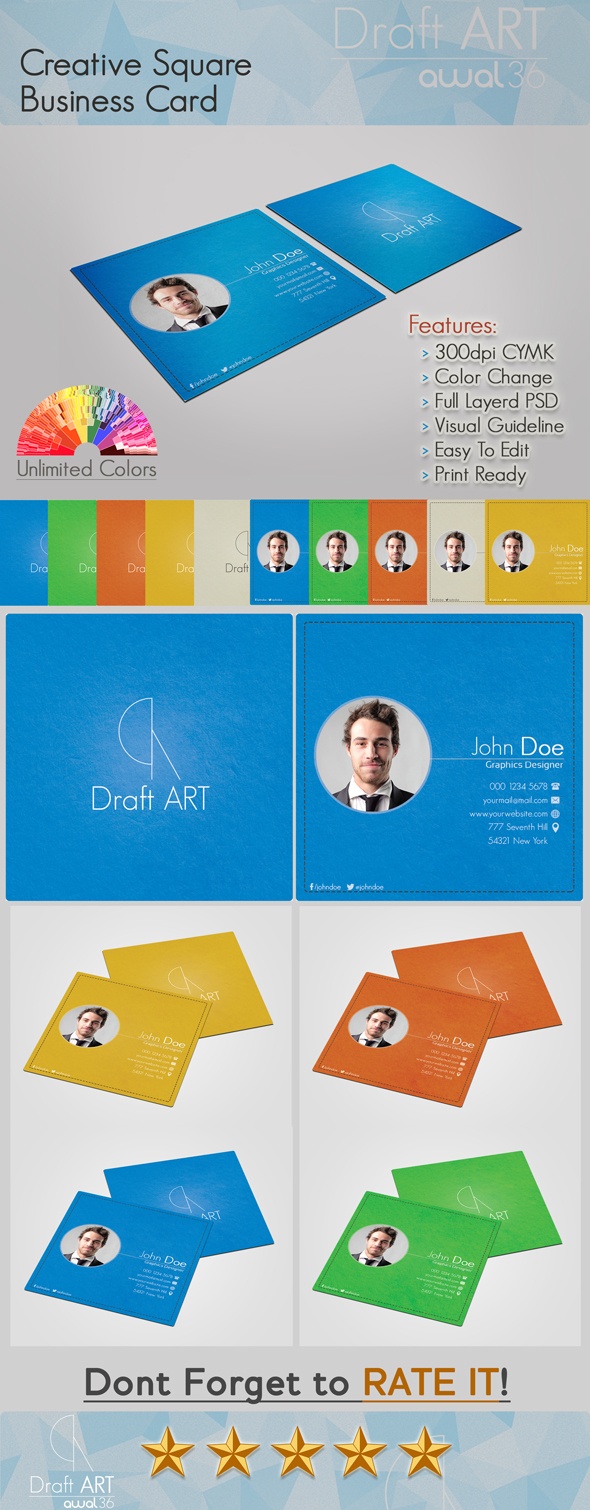 business businesscard card colorful colors creative square stylish