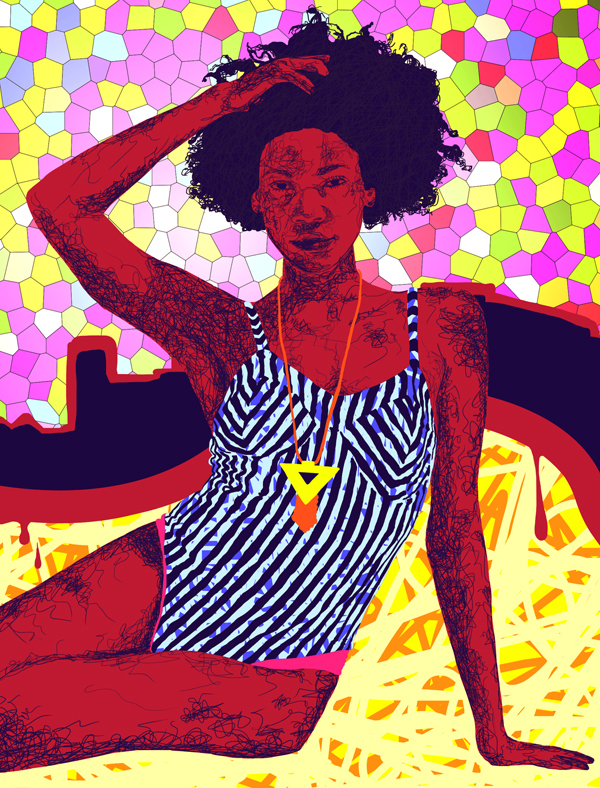 fashion art summer fashion Abstract Art afro Afrocentric beach black black woman summer Urban