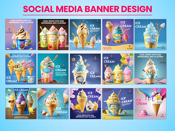 Ice Cream ads Design || Social media post design ||