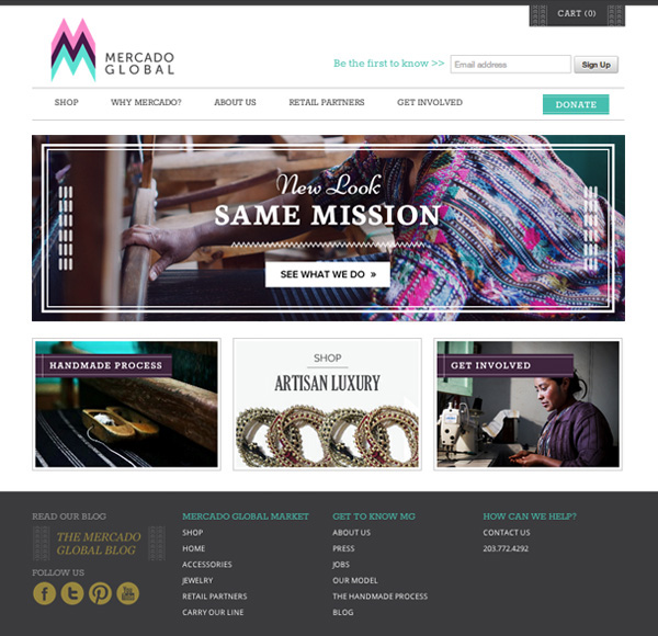 Mercado Global non-profit artisan Website logo bright teal merchandise infographic timeline impact Guatemala