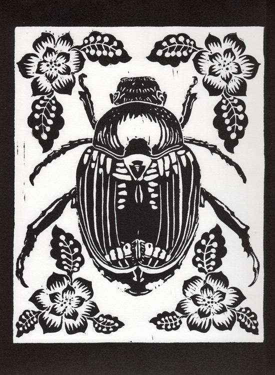 bugs  linocut  printmaking  ink