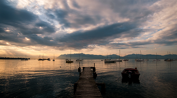 morges lac Léman lake MORNING early Sunrise soleil Sun SKY cloud Boats swiss Suisse Vaud mountains