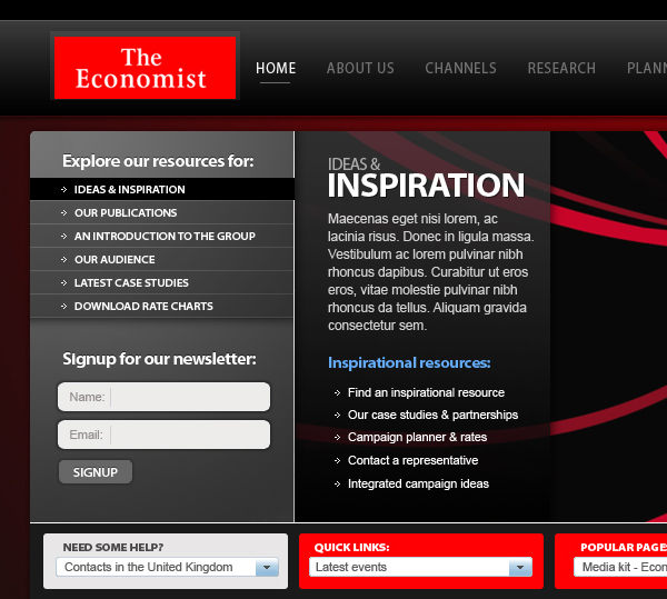 The Economist Website interactive media ad buying
