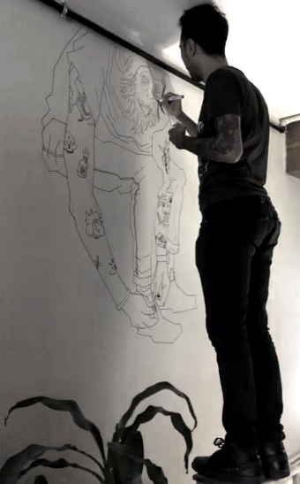 sketch sketchbook Mural tattoo design monkey skull wall Wall Drawing black and white