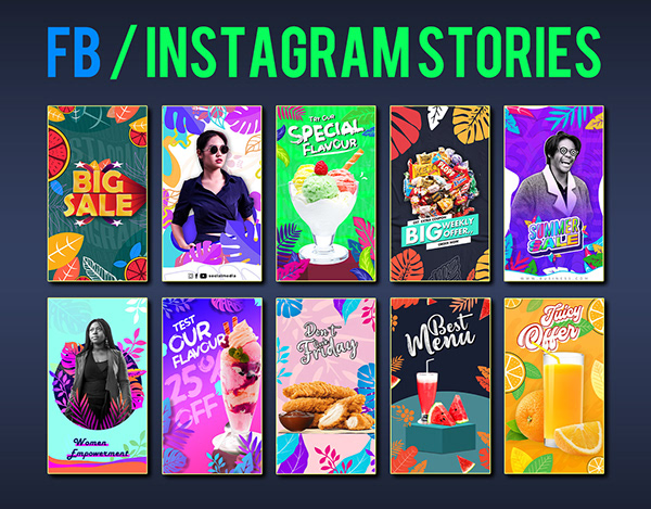 Trendy Social Media banner. Instagram stories and posts
