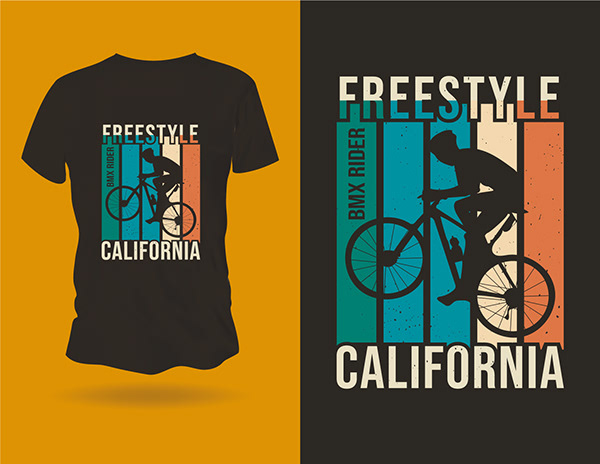 FREE STYLE BMX RIDER CALIFORNIA Vector T-Shirt Design.