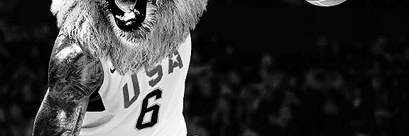 Nike advertisement sports ad basketball LeBron james miami florida heat Cleveland ohio cavs cavaliers photo manipulation animal animals jungle lion king disney LeBron James concept Olympics usa america NBA print