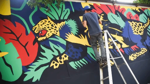 Mural jaguar nicargaua Ecology colors ILLUSTRATION  Rizoma painting   benavente feline