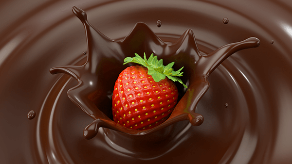 Strawberry chocolate splash Fully CGI