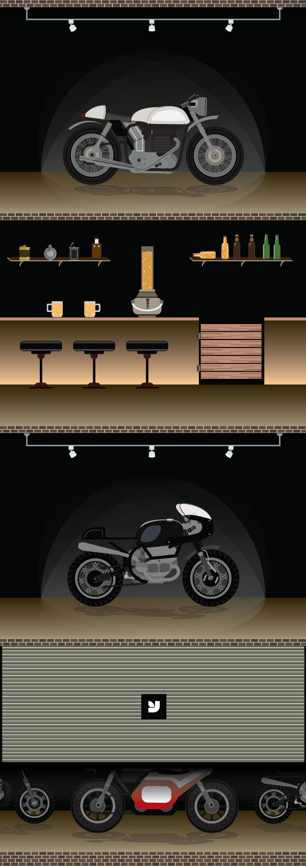 cafe racer motorbike motorcycle triump Ducati harley devidson Triton norton man stuff illustrations vector ride