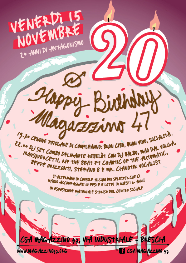Birthday cake social centre happy birthday Brescia Magazzino 47