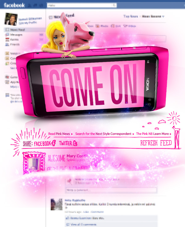 nokia pink n8 video sugababes social media 3d mapped face