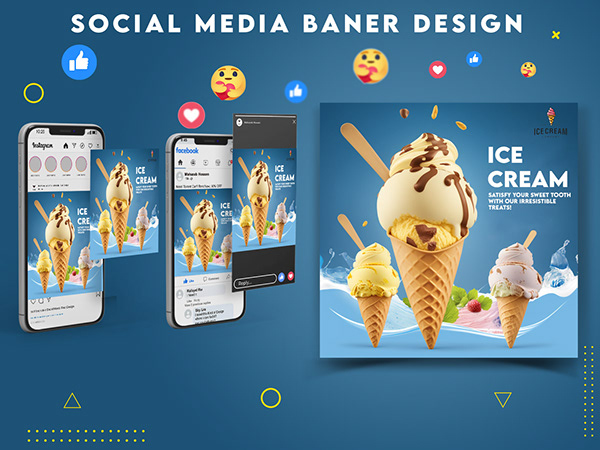 Ice Cream ads Design || Social media post design ||