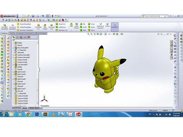 Solidworks 2012 excercise credit model: Picachu