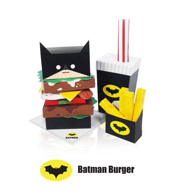 Hero burger paper paper toy toy Food  batman superman heroes