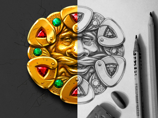 sasha2d pencil amulet draw stones red green golden man