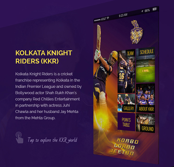 Kolkata Knight Riders (KKR) Mobile App Concept