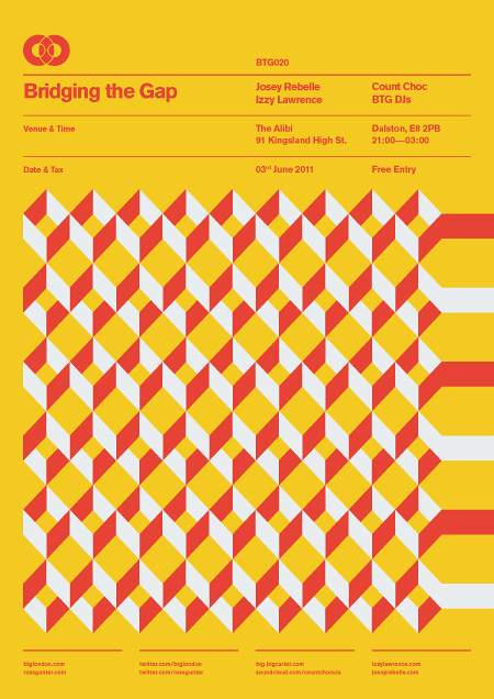 poster minimal swiss grid modernist vintage grid system print btg Bridging the Gap gig