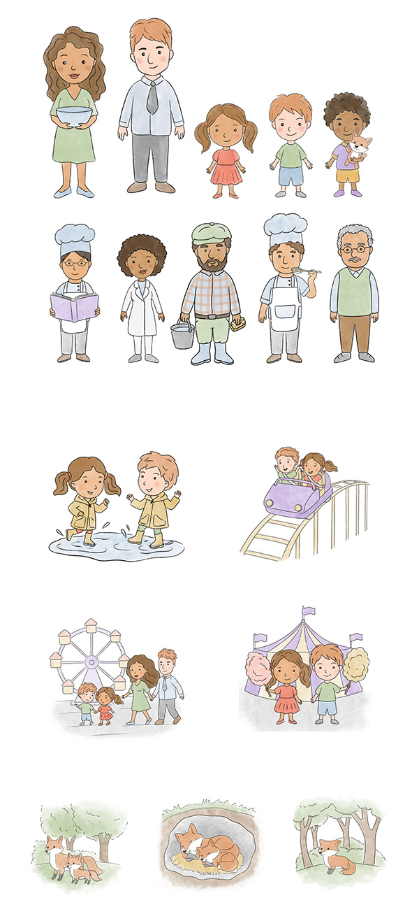 Illustrations for English learning app for children
