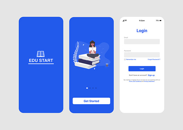 Educational mobile app (Splash and Login screen)