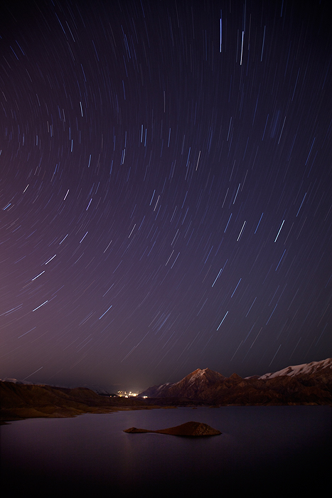 landscapes reservoir Azat Armenia sunset water Island night stars trails long exposure mountains snow