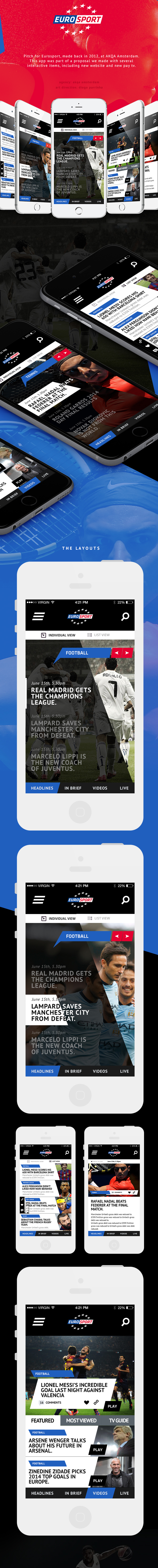 Eurosport sport app interactive mobile akqa football soccer tennis f1 Rugby basket