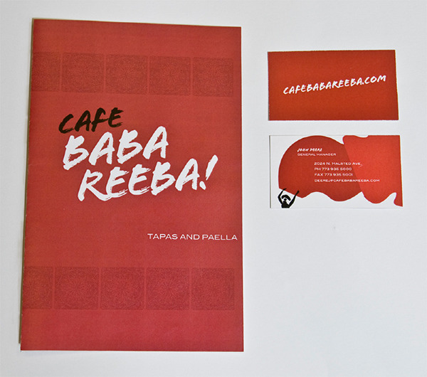 Cafebabareeba restaurant business card menu letterhead identity spanish