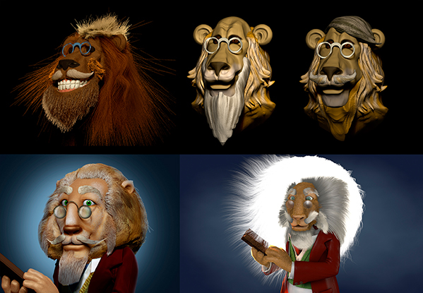 3D animal 3d lion lion OLD LION Fur library old books publishing   books gentleman