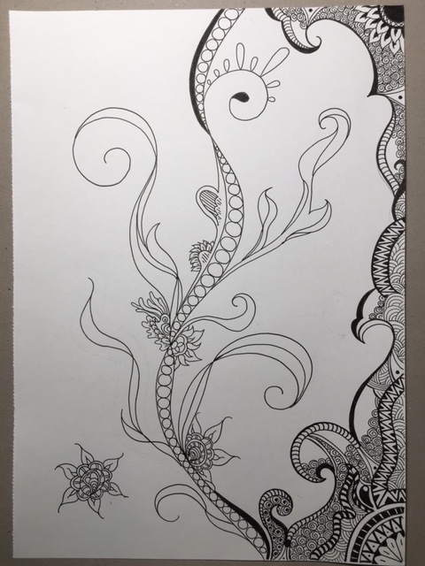 Hand drawing of zentangle flowers and plant on Behance