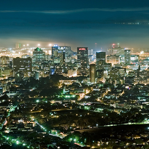 south africa cape town contemporary fine art Landscape nightscapes night Urban table mountain skyline at night from above Night shot light glisten sea of lights by night night photograph Lion’s Head South Atlantic Ocean Table Bay Habour city centre signal hill Aerial long time exposure