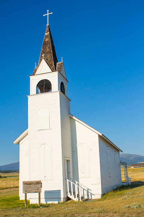 Landscape High Contrast church Catholic Syrenia Imagery light color Townsend Montana
