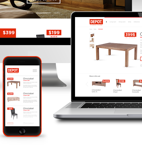 furniture depot wood e-commerce store ivision red identity wizard rwd