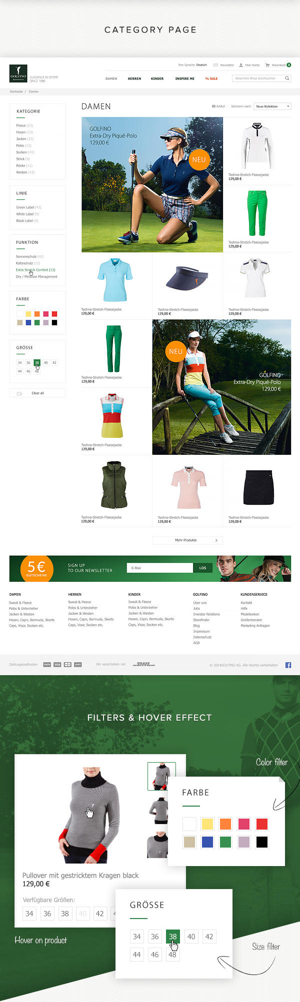 Golfino Sportswear golf sport Clothing store elegance clean online e-commerce shop magento
