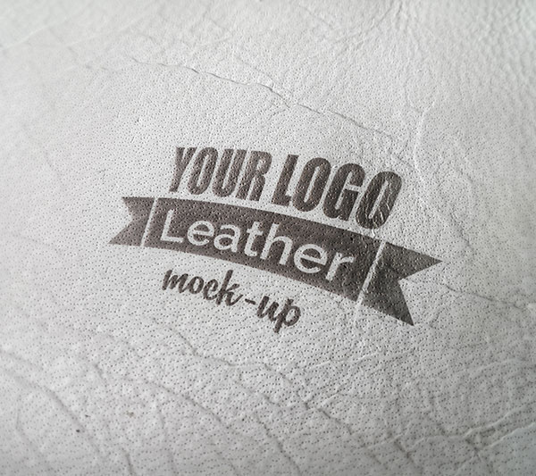 logo mock-up free psd download leather photorealistic texture White