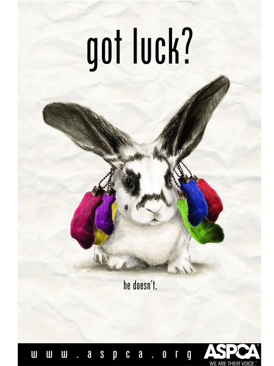 rabbits luck charm aspca animal rights Got Milk poster Tina Schofield ILLUSTRATION 