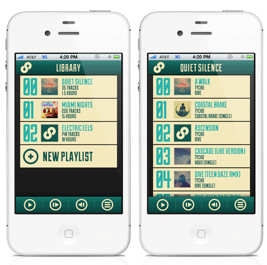 mobile app design playlist compile music