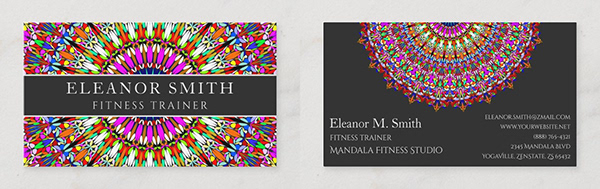 Colorful Floral Mandala Business Cards
